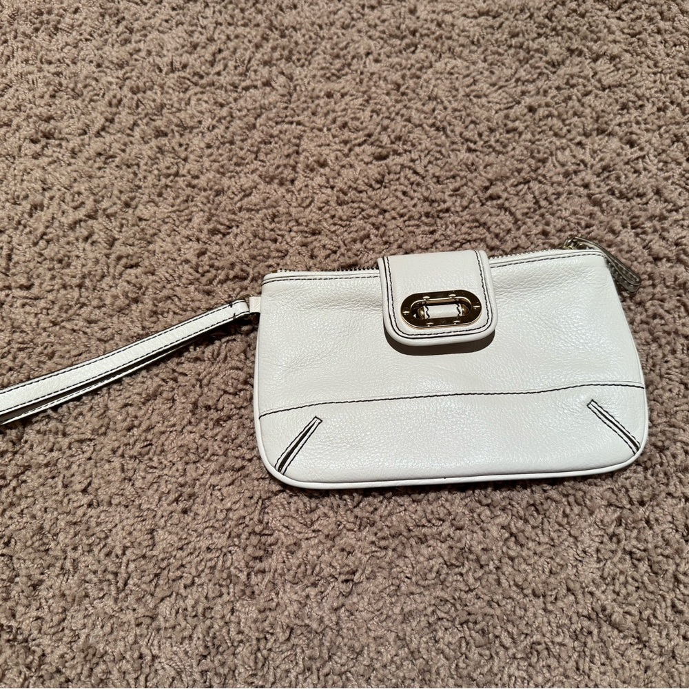 Ann Taylor White Wristlet with Silver Accent
